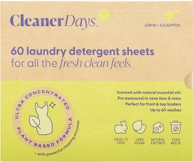 Cleaner+Days+Laundry+Detergent+Sheets+-+Lemon+%2B+Eucalyptus+60+Pack