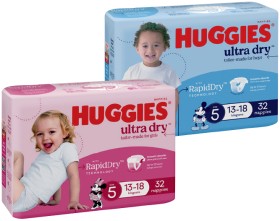 Huggies-Ultra-Dry-Newborn-or-Infant-Nappies-30-54-Pack-Selected-Varieties on sale