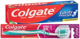 Colgate+Toothpaste+110%E2%80%91120g%2C+Toothbrush+1+Pack%2C+Plax+Mouthwash+250mL+or+Total+Dental+Floss+25m+Selected+Varieties