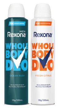 NEW+Rexona+Whole+Body+Deo+Aerosol+Fresh+Citrus+or+Ocean+Rush+230mL