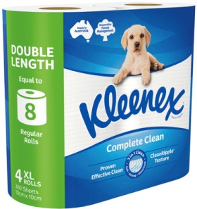 Kleenex+Complete+Clean+Double+Length+Toilet+Tissue+4+Pack