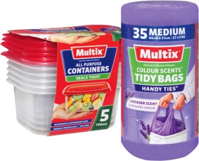 Multix+Colour+Scents+Handy+Ties+Tidy+Bags+Lavender+Medium+35+Pack+or+All+Purpose+Containers+709mL+5+Pack