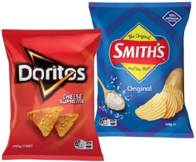 Smith%26rsquo%3Bs+Crinkle+Cut+150%E2%80%91170g%2C+Thinly+Cut+175g+Chips+or+Doritos+Corn+Chips+110%E2%80%91170g+Selected+Varieties