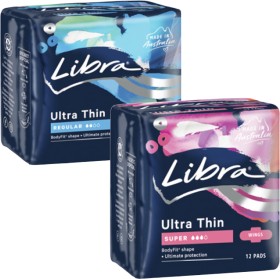 Libra+Ultra+Thin+Pads+with+Wings+Regular+14+Pack+or+Super+12+Pack
