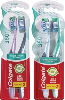 Colgate+360+Degree+Soft+or+Medium+Toothbrush+2+Pack