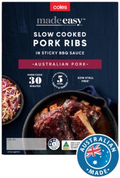 Coles+Made+Easy+Slow+Cooked+Pork+Ribs+in+BBQ+Sauce+650g