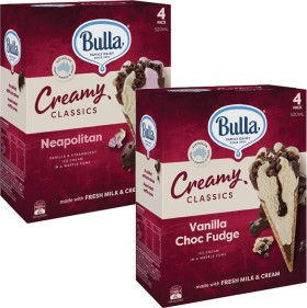 Bulla+Creamy+Classics+Ice+Cream+Cones+4+Pack+520mL