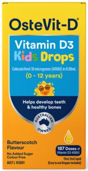 OsteVit-D+Vitamin+D3+Kids+Drops+Oral+Liquid+Butterscotch+Flavour+15mL