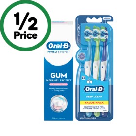 Oral-B-Gum-Enamel-Protect-for-Sensitive-Teeth-Toothpaste-110g-or-Oral-B-Complete-5-Way-Clean-Toothbrush-Pk-3 on sale