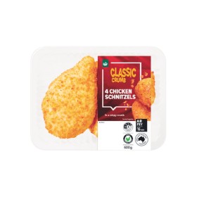 Woolworths+Chicken+Schnitzel+Varieties+with+RSPCA+Approved+Chicken+600g+Pk+4