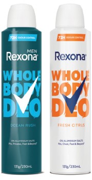 NEW+Rexona+Whole+Body+Deo+Aerosol+Fresh+Citrus+or+Ocean+Rush+230mL