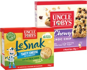 Uncle+Tobys+Muesli+Bars+5%E2%80%916+Pack+or+Le+Snak+6+Pack+Selected+Varieties