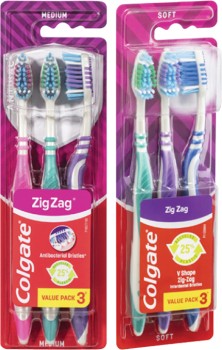 Colgate+Zig+Zag+Medium+or+Soft+Toothbrush+3+Pack