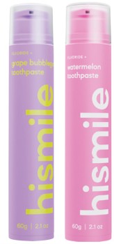 Hismile+Flavoured+Toothpaste+Grape+Bubblegum+or+Watermelon+60g