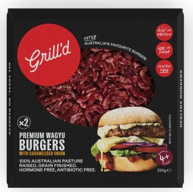 Grill%26rsquo%3Bd+Premium+Wagyu+Burgers+with+Caramelised+Onion+2+Pack+290g
