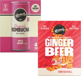 Remedy+Kombucha+or+Ginger+Beer+4x250mL