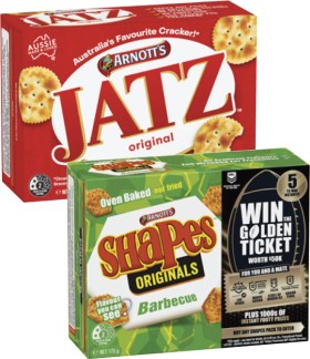 Arnott%26%23039%3Bs+Shapes+or+Jatz+Crackers+130g-225g
