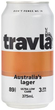 Travla+Mid+Strength+Lager+Cans+24x375mL