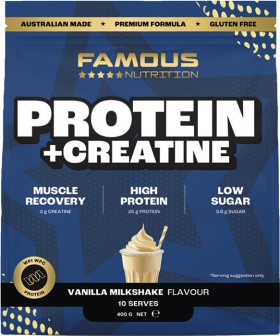Famous+Nutrition+Protein+%2B+Creatine+Vanilla+Milkshake+Flavour+400g%2A