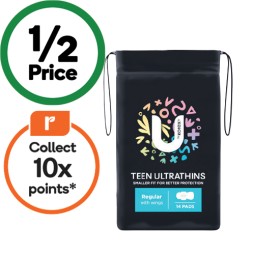 U+by+Kotex+Teen+Ultrathins+Pads+with+Wings+Pk+14