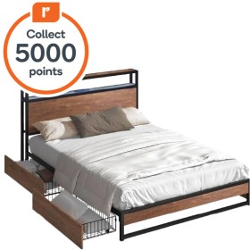 Oikiture+Metal+Bed+Frame+Queen+Double+King+LED+Headboard+Storage+Drawers+USB