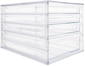 J.Burrows+Desktop+File+Storage+Organiser+4+Drawer+Clear