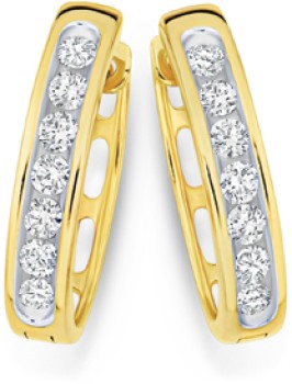 Alora+10ct+Gold+1%2F3+Carat+TW+Lab+Grown+Diamond+Channel+Set+Huggie+Earrings