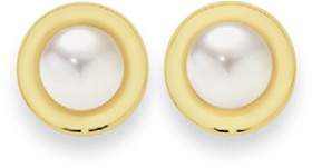 9ct+Gold+Cultured+Freshwater+Pearl+Earrings