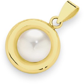 9ct+Gold+Cultured+Freshwater+Pearl+Pendant