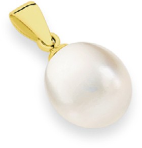 9ct-Gold-9mm-Cultured-Freshwater-Pearl-Drop-Pendant on sale