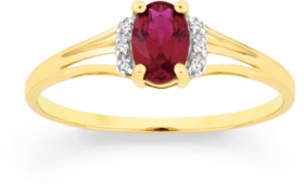 9ct-Gold-Created-Ruby-Diamond-Ring on sale