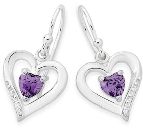Sterling-Silver-Cubic-Zirconia-Open-Heart-Drop-Hook-Earrings on sale