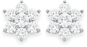 Sterling+Silver+Cubic+Zirconia+Flower+Cluster+Stud+Earrings