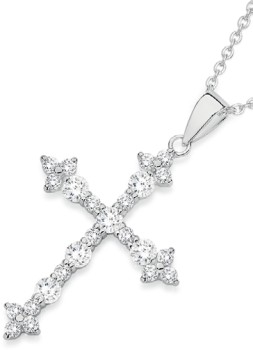 Sterling-Silver-Cubic-Zirconia-Fancy-Cross-Pendant on sale