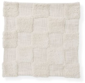 50cm+Check+Cotton+Cushion+Cover+-+Beige