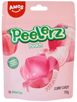 Amos+Peelerz+Peach+Gummy+Candy+150g