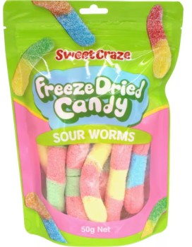 Sweet+Craze+Sour+Worms+Freeze+Dried+Candy+50g