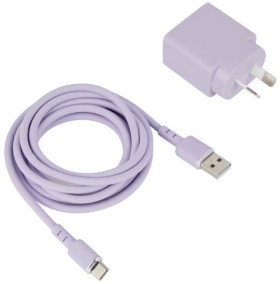 Wall+USB+Charger+with+USB-A+to+USB-C+-+Purple