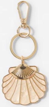 Large+Shell+Bag+Charm+Keyring+-+Gold+Tone