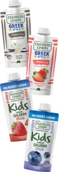 Farmers+Union+Greek+Style+Yogurt+or+Kids+No+Added+Sugar+Yogurt+Pouch+130g+Selected+Varieties