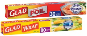 Glad+Wrap+80mx33cm+or+Aluminium+Foil+30m%26times%3B30cm