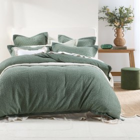 Waffle-Dark-Green-Quilt-Cover-Set-by-MUSE on sale