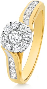 9ct-Gold-Diamond-Round-Cluster-Ring on sale
