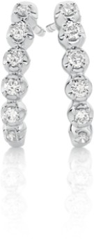 9ct+White+Gold+Diamond+Curve+Stud+Earrings