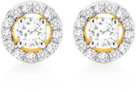 9ct-Yellow-Gold-Diamond-Halo-Stud-Earrings on sale