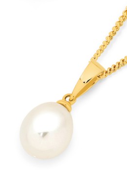 9ct-Gold-9mm-Cultured-Freshwater-Pearl-Drop-Pendant on sale