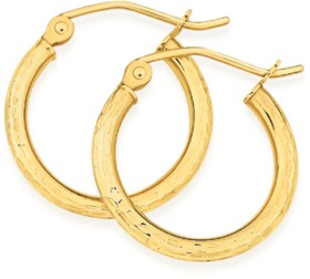9ct-Gold-2x10mm-Diamond-Cut-Earrings on sale