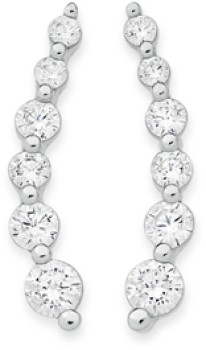 Sterling+Silver+Cubic+Zirconia+Drop+Studs