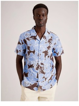 Blaq-Short-Sleeve-Linen-Blend-Shirt on sale