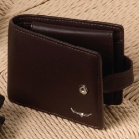 R.M.+Williams+Leather+Wallet+with+Coin+Pocket+-+Brown